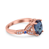 Oval Natural Stone Leaf Design Beaded Ring