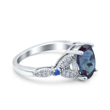 Oval Natural Stone Leaf Design Beaded Ring