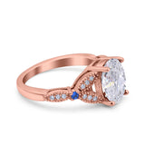 Oval Natural Stone Leaf Design Beaded Ring