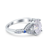 Oval Natural Stone Leaf Design Beaded Ring