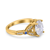 Oval Natural Stone Leaf Design Beaded Ring