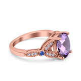 Oval Natural Stone Leaf Design Beaded Ring