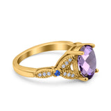 Oval Natural Stone Leaf Design Beaded Ring