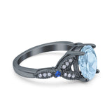 Oval Natural Stone Leaf Design Beaded Ring