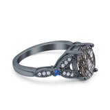 Oval Natural Stone Leaf Design Beaded Ring