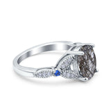 Oval Natural Stone Leaf Design Beaded Ring