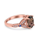 Oval Natural Stone Leaf Design Beaded Ring