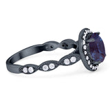 Round Natural Stone Halo Ring