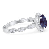 Round Natural Stone Halo Ring