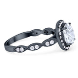 Round Natural Stone Halo Ring