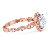 Round Natural Stone Halo Ring