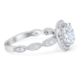 Round Natural Stone Halo Ring