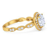 Round Natural Stone Halo Ring