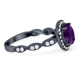 Round Natural Stone Halo Ring