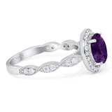 Round Natural Stone Halo Ring