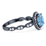 Round Natural Stone Halo Ring