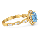 Round Natural Stone Halo Ring