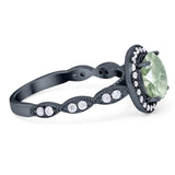 Round Natural Stone Halo Ring