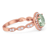 Round Natural Stone Halo Ring