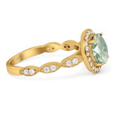 Round Natural Stone Halo Ring