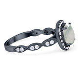 Round Natural Stone Halo Ring