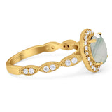 Round Natural Stone Halo Ring