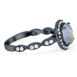 Round Natural Stone Halo Ring