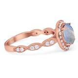 Round Natural Stone Halo Ring