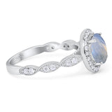 Round Natural Stone Halo Ring