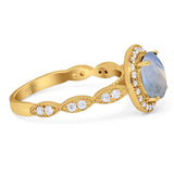 Round Natural Stone Halo Ring