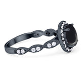 Round Natural Stone Halo Ring