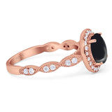 Round Natural Stone Halo Ring