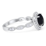 Round Natural Stone Halo Ring