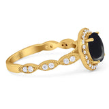 Round Natural Stone Halo Ring