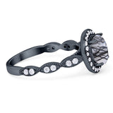 Round Natural Stone Halo Ring