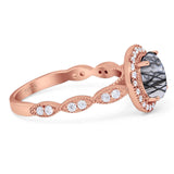 Round Natural Stone Halo Ring