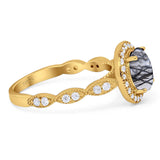 Round Natural Stone Halo Ring