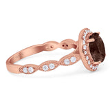 Round Natural Stone Halo Ring