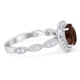 Round Natural Stone Halo Ring