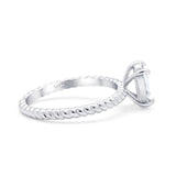 Oval Natural Stone Braided Twisted Ring