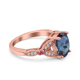 Oval Natural Stone Leaf Design Wedding Ring