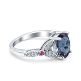 Oval Natural Stone Leaf Design Wedding Ring