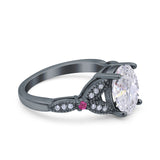 Oval Natural Stone Leaf Design Wedding Ring