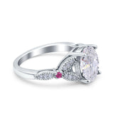 Oval Natural Stone Leaf Design Wedding Ring