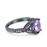Oval Natural Stone Leaf Design Wedding Ring