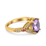 Oval Natural Stone Leaf Design Wedding Ring