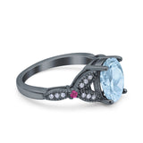 Oval Natural Stone Leaf Design Wedding Ring