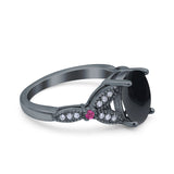 Oval Natural Stone Leaf Design Wedding Ring