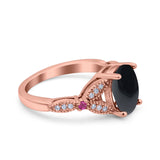 Oval Natural Stone Leaf Design Wedding Ring