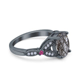 Oval Natural Stone Leaf Design Wedding Ring
